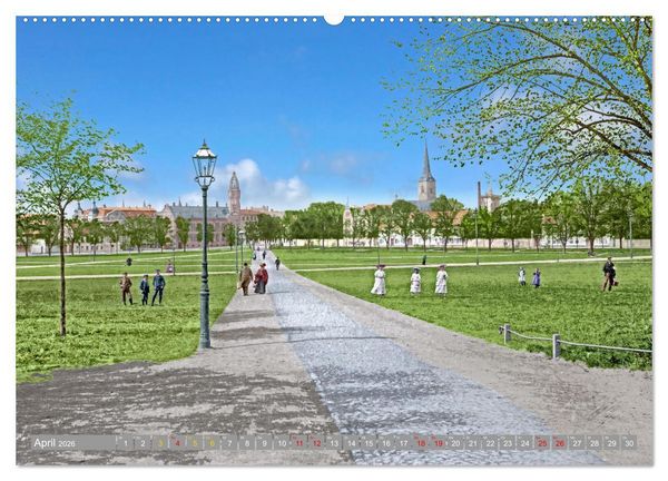 Produktbild: Aschersleben zur Kaiserzeit in Farbe &ndash; Kolorierte Schwarzwei&szlig;fotografien (hochwertiger Premium Wandkalender 2026 DIN A2 quer), Kunstdruck in Hochglanz