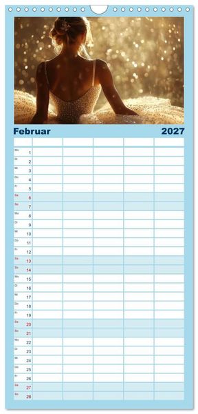 Produktbild: Familienplaner 2027 - Ballerinas in Diamanten mit 5 Spalten (Wandkalender, 21 x 45 cm) CALVENDO