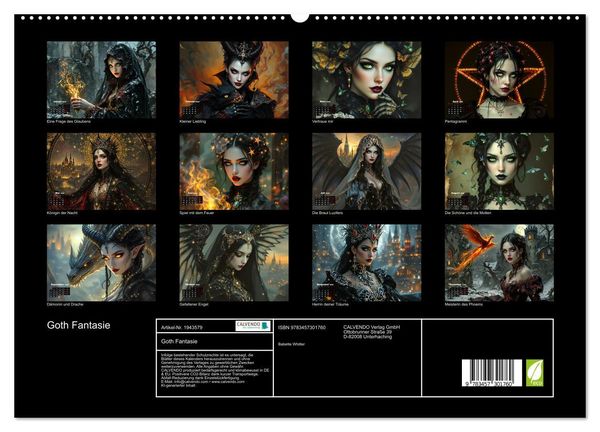 Produktbild: Goth Fantasie (hochwertiger Premium Wandkalender 2026 DIN A2 quer), Kunstdruck in Hochglanz