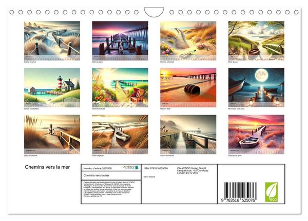 Produktbild: Chemins vers la mer (Calendrier mural 2026 DIN A4 vertical), CALVENDO calendrier mensuel