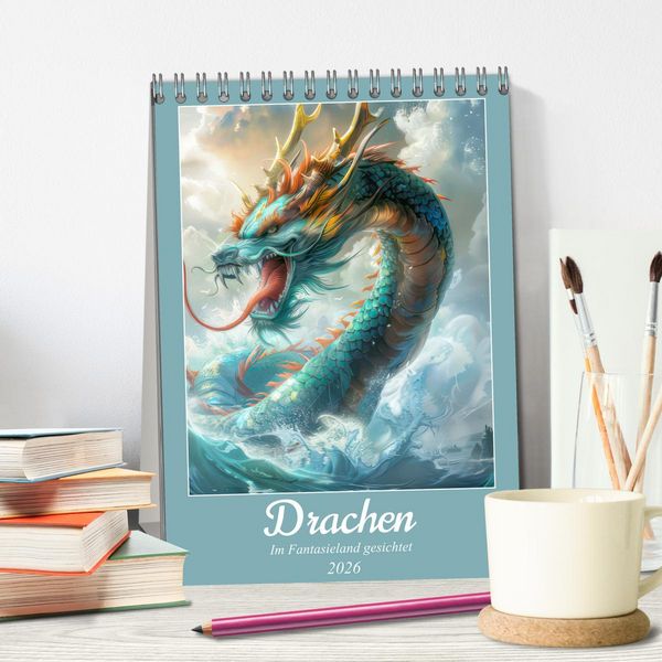Produktbild: Drachen - Im Fantasieland gesichtet (Tischkalender 2026 DIN A5 hoch), CALVENDO Monatskalender