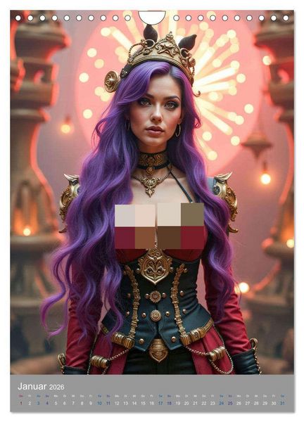 Produktbild: Steampunk Zirkus-Diven (Wandkalender 2026 DIN A4 hoch), CALVENDO Monatskalender