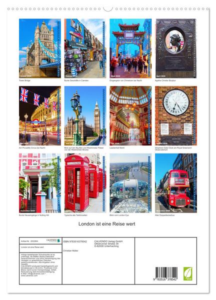Produktbild: London ist eine Reise wert (hochwertiger Premium Wandkalender 2026 DIN A2 hoch), Kunstdruck in Hochglanz