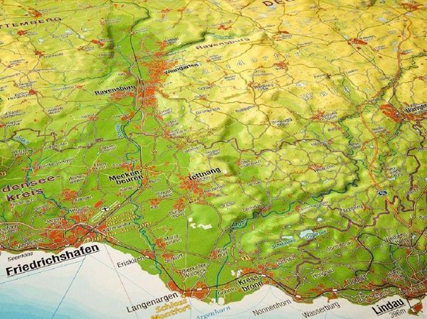 Produktbild: Relief Allg&auml;u Bodensee 1:200.000 (ohne Rahmen)