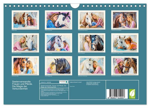 Produktbild: Seelenverwandte. Frauen und Pferde. Die Magie der Verbundenheit (Wandkalender 2026 DIN A4 quer), CALVENDO Monatskalender