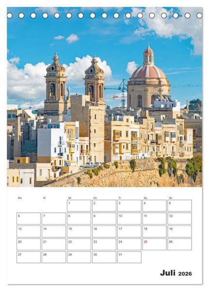 Produktbild: Valletta - K&uuml;stenstadt mit Charme (Tischkalender 2026 DIN A5 hoch), CALVENDO Monatskalender