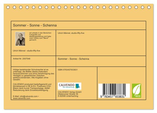 Produktbild: Sommer - Sonne - Schenna (Tischkalender 2026 DIN A5 quer), CALVENDO Monatskalender