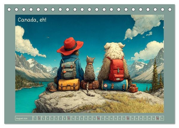 Produktbild: Weltenbummler. Hund und Katz auf Reisen (Tischkalender 2026 DIN A5 quer), CALVENDO Monatskalender