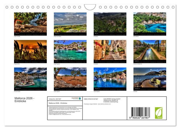 Produktbild: Mallorca 2026 - Einblicke (Wandkalender 2026 DIN A4 quer), CALVENDO Monatskalender
