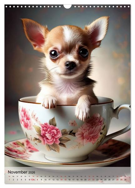 Produktbild: Kaffeepause mit Chihuahua - Kleine Freunde in gro&szlig;en Tassen (Wandkalender 2026 DIN A3 hoch), CALVENDO Monatskalender