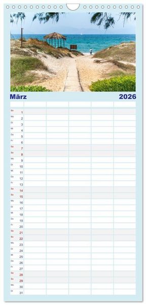 Produktbild: Familienplaner 2026 - Insel Kos - Str&auml;nde mit 5 Spalten (Wandkalender, 21 x 45 cm) CALVENDO