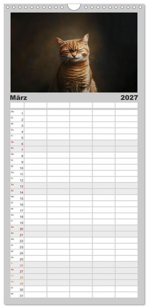 Produktbild: Familienplaner 2027 - Auch Katzen lachen gern mit 5 Spalten (Wandkalender, 21 x 45 cm) CALVENDO