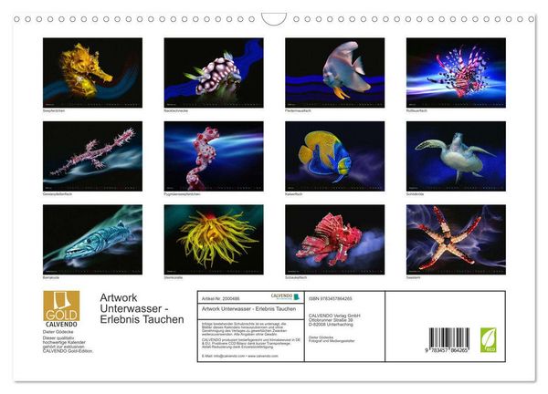 Produktbild: Artwork Unterwasser - Erlebnis Tauchen (Wandkalender 2026 DIN A3 quer), CALVENDO Monatskalender