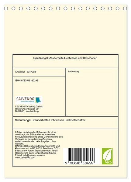 Produktbild: Schutzengel. Zauberhafte Lichtwesen und Botschafter (Tischkalender 2026 DIN A5 hoch), CALVENDO Monatskalender