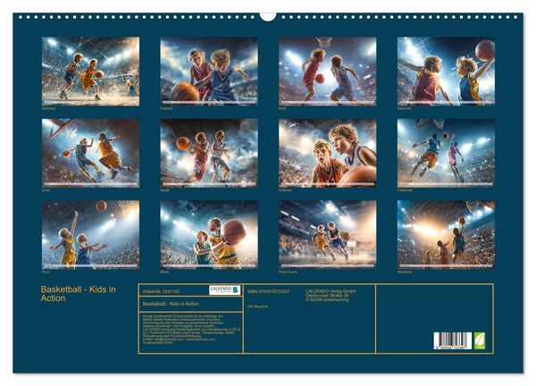 Produktbild: Basketball - Kids in Action (Wandkalender 2026 DIN A2 quer), CALVENDO Monatskalender