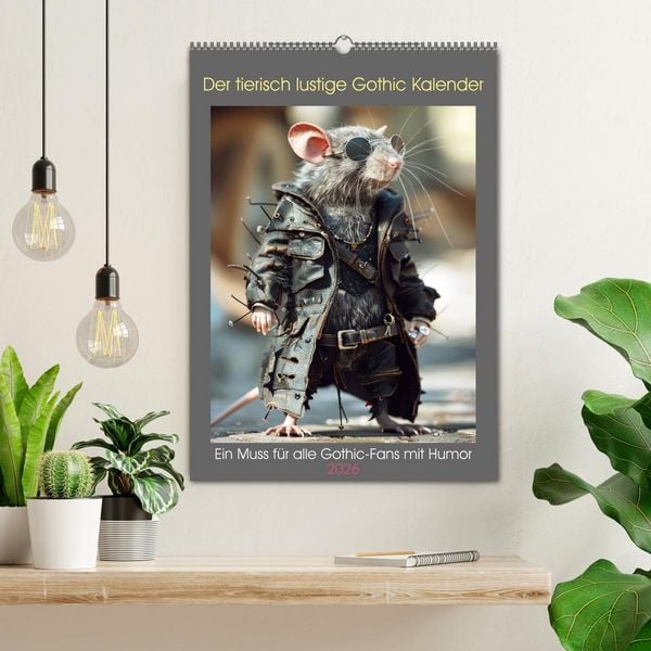 Produktbild: Der tierisch lustige Gothic Kalender (Wandkalender 2026 DIN A2 hoch), CALVENDO Monatskalender