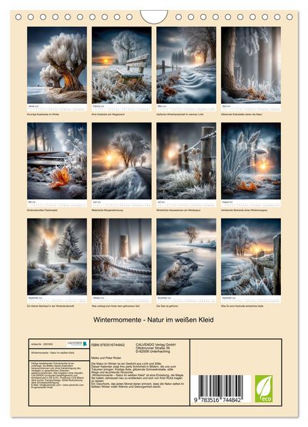 Produktbild: Wintermomente - Natur im wei&szlig;en Kleid (Wandkalender 2026 DIN A4 hoch), CALVENDO Monatskalender