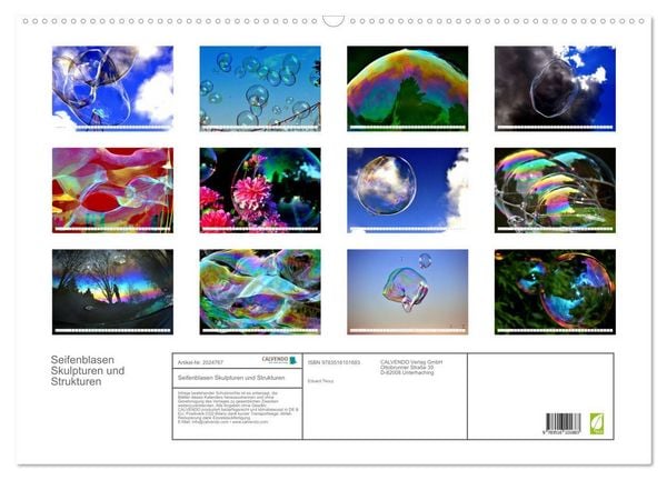 Produktbild: Seifenblasen Skulpturen und Strukturen (Wandkalender 2026 DIN A2 quer), CALVENDO Monatskalender