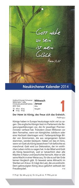 Produktbild: Neukirchener Kalender 2014. Abrei&szlig;kalender Gro&szlig;druck ohne R&uuml;ckwand