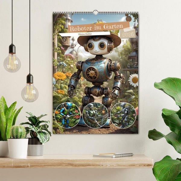 Produktbild: Roboter im Garten - Kleine Helfer (Wandkalender 2026 DIN A2 hoch), CALVENDO Monatskalender