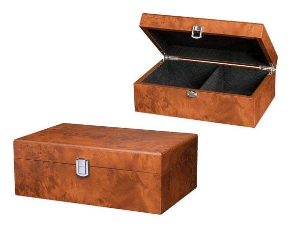 Produktbild: Schachfigurenbox, Wurzelholzoptik, 180 x 120 x 83 mm