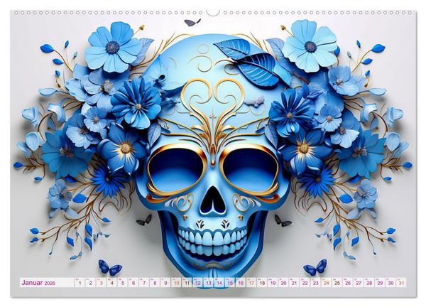 Produktbild: Skull Flower - Totenkopf ART (hochwertiger Premium Wandkalender 2026 DIN A2 quer), Kunstdruck in Hochglanz