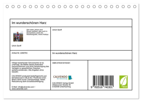 Produktbild: Im wundersch&ouml;nen Harz (Tischkalender 2026 DIN A5 quer), CALVENDO Monatskalender