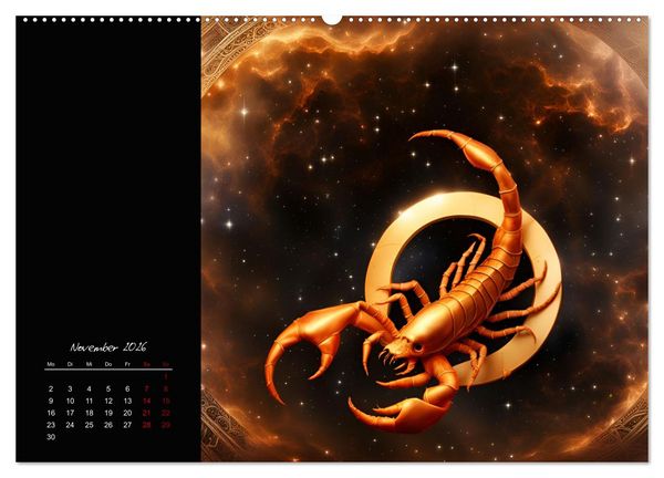 Produktbild: KI Tierkreiszeichen (hochwertiger Premium Wandkalender 2026 DIN A2 quer), Kunstdruck in Hochglanz