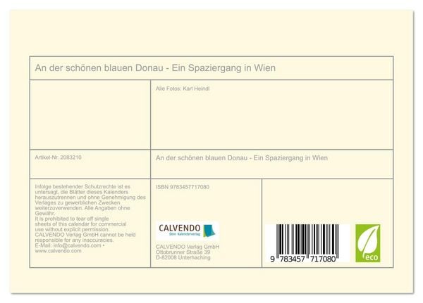 Produktbild: An der sch&ouml;nen blauen Donau - Ein Spaziergang in Wien (Tischkalender 2026 DIN A5 quer), CALVENDO Monatskalender