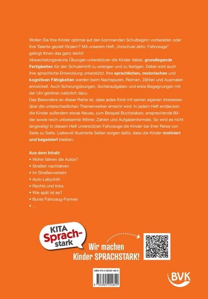 Produktbild: Kita Sprachstark: Vorschule aktiv Fahrzeuge
