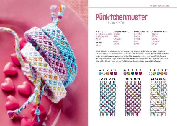 Produktbild: Kreativ-Set Zuckers&uuml;&szlig;e Freundschaftsb&auml;nder. Mit Anleitungsbuch und Material