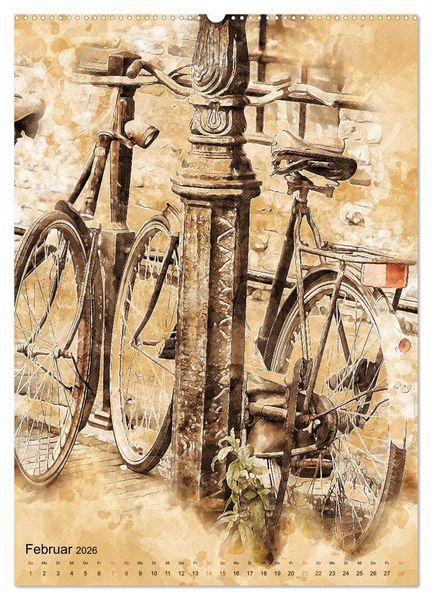 Produktbild: Fahrrad - Retro-Kalender (Wandkalender 2026 DIN A2 hoch), CALVENDO Monatskalender