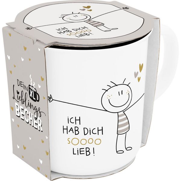Produktbild: XL-Becher in Emailleoptik "Hab dich sooo lieb"
