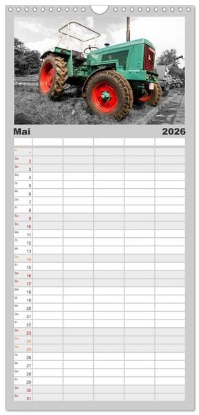 Produktbild: Familienplaner 2026 - Trecker-Liebhaber mit 5 Spalten (Wandkalender, 21 x 45 cm) CALVENDO