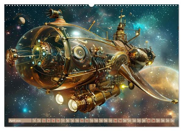 Produktbild: Steampunk im Weltall (hochwertiger Premium Wandkalender 2026 DIN A2 quer), Kunstdruck in Hochglanz