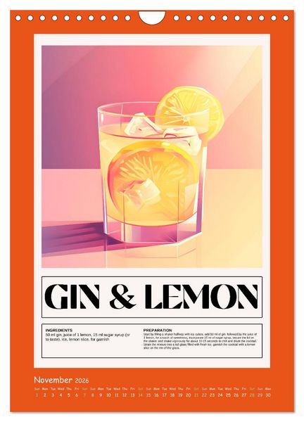 Produktbild: Classic Cocktails (Wall Calendar 2026 DIN A4 portrait), CALVENDO 12 Month Wall Calendar