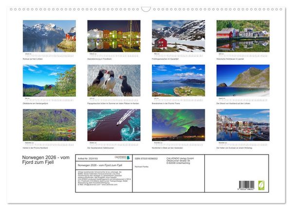 Produktbild: Norwegen 2026 - vom Fjord zum Fjell (Wandkalender 2026 DIN A2 quer), CALVENDO Monatskalender