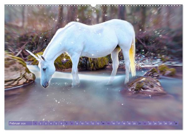 Produktbild: Einhorn Welt - vertr&auml;umte Einhornbilder (hochwertiger Premium Wandkalender 2026 DIN A2 quer), Kunstdruck in Hochglanz