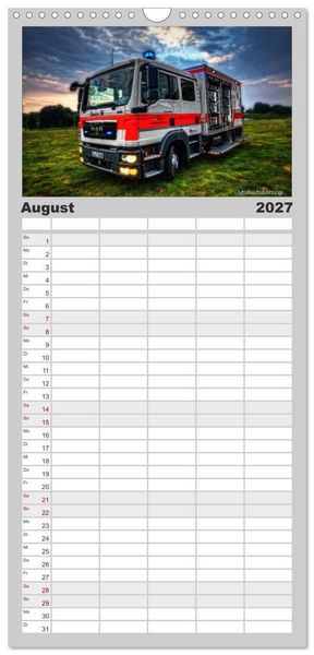 Produktbild: Familienplaner 2027 - HDR Einsatzfahrzeuge mit 5 Spalten (Wandkalender, 21 x 45 cm) CALVENDO