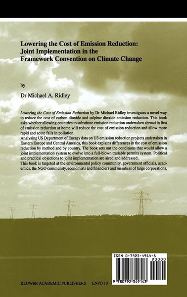 Produktbild: Lowering the Cost of Emission Reduction: Joint Implementation in the Framework Convention on Climate Change