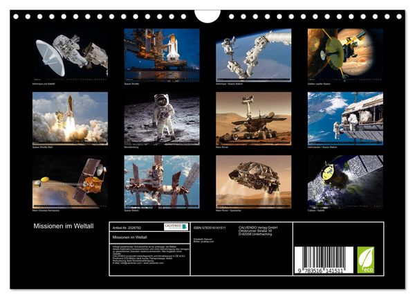 Produktbild: Missionen im Weltall (Wandkalender 2026 DIN A4 quer), CALVENDO Monatskalender