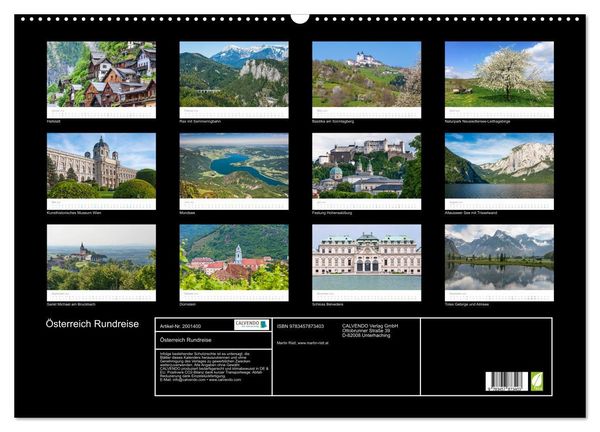 Produktbild: &Ouml;sterreich Rundreise (Wandkalender 2026 DIN A2 quer), CALVENDO Monatskalender