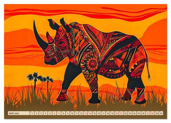 Produktbild: Abstraktes Afrika - Wilde Savanne in leuchtenden Farben (hochwertiger Premium Wandkalender 2026 DIN A2 quer), Kunstdruck in Hochglanz