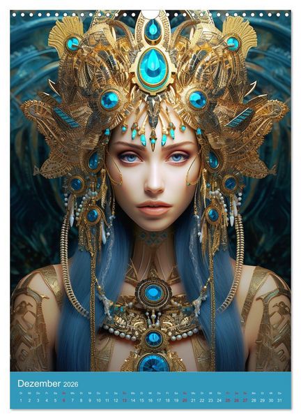Produktbild: Antike Priesterinnen. Kunstvolle Fantasy-Portraits (Wandkalender 2026 DIN A3 hoch), CALVENDO Monatskalender