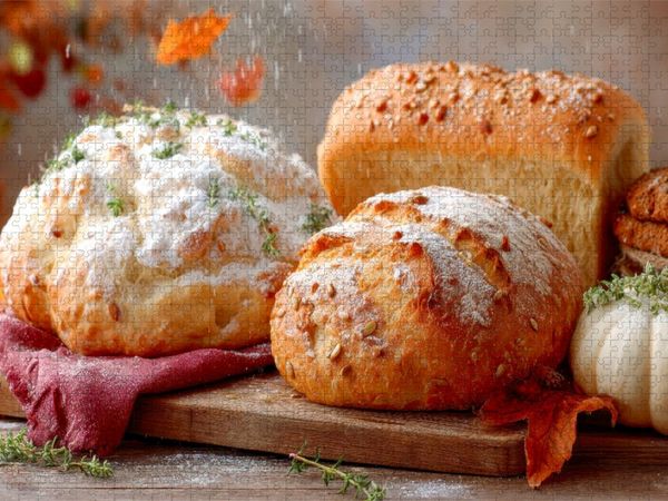 Produktbild: CALVENDO Puzzle Im Herbst lockt das K&uuml;rbis- und das Roggenbrot | 1000 Teile Lege-Gr&ouml;&szlig;e 64x48cm Foto-Puzzle f&uuml;r gl&uuml;ckliche Stunden