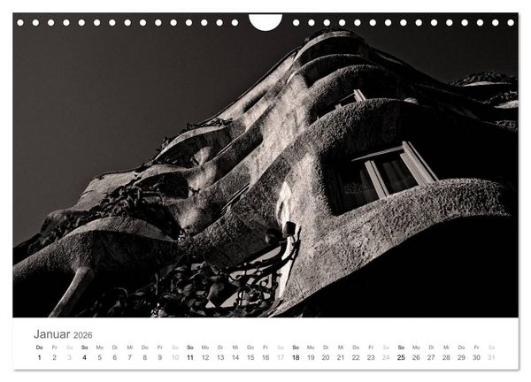 Produktbild: BARCELONA [black/white] (Wandkalender 2026 DIN A4 quer), CALVENDO Monatskalender