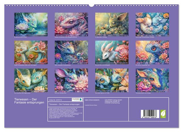 Produktbild: Tierwesen &ndash; Der Fantasie entsprungen (hochwertiger Premium Wandkalender 2026 DIN A2 quer), Kunstdruck in Hochglanz