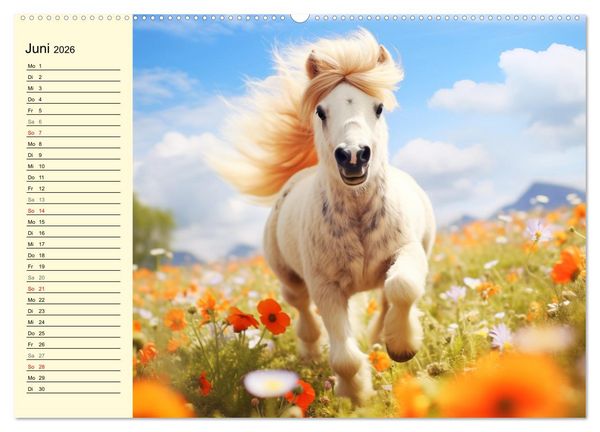 Produktbild: Kleine Pferde. Mini-Ponys zum verlieben (hochwertiger Premium Wandkalender 2026 DIN A2 quer), Kunstdruck in Hochglanz