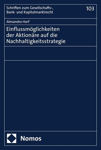 Produktbild: Einflussm&ouml;glichkeiten der Aktion&auml;re auf die Nachhaltigkeitsstrategie