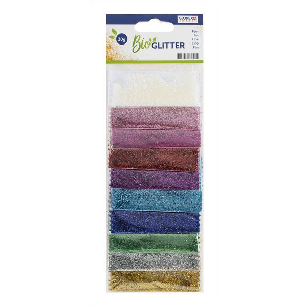 Produktbild: Bio Glitter fein, 10Fb., 20g bunt